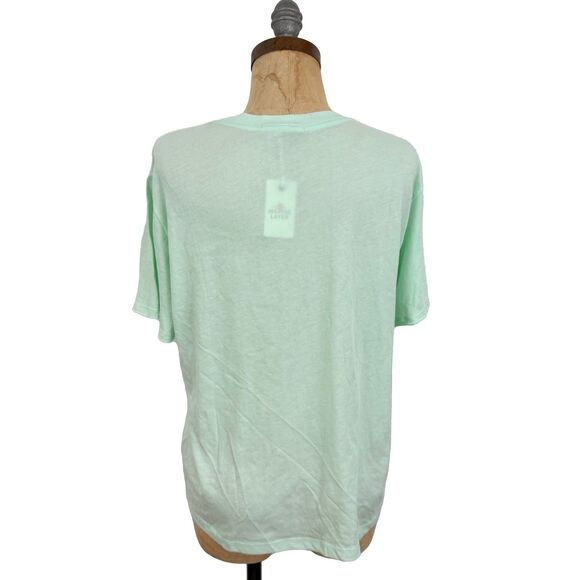 MARINE LAYER Boyfriend Crew Tee S Fair Aqua Green Pocket T-Shirt NWT B63 - Picture 3 of 5